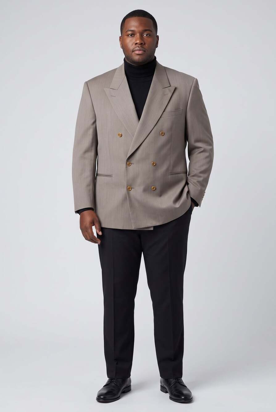 Canali Double-Breasted Suit Jacket Gray Wool